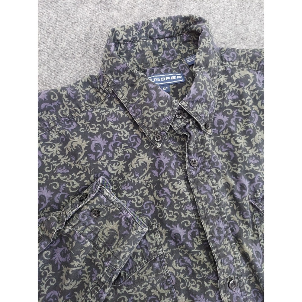 Roper Western Shirt Mens XL Tall Purple Paisley Allover Print Button Down Cowboy - Picture 9 of 10